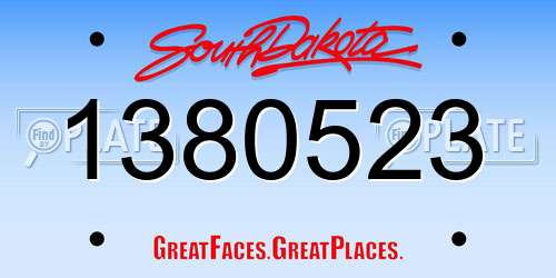 1380523 South Dakota License Plate