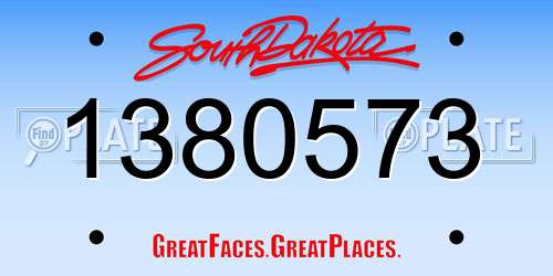 1380573 South Dakota License Plate