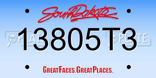 13805T3 South Dakota License Plate