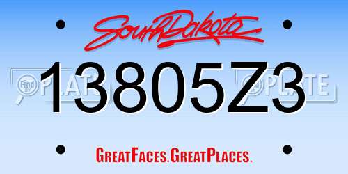 13805Z3 South Dakota License Plate