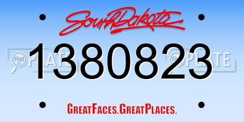 1380823 South Dakota License Plate