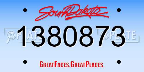 1380873 South Dakota License Plate