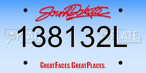 138132L South Dakota License Plate