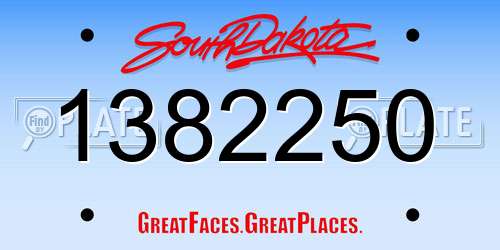1382250 South Dakota License Plate