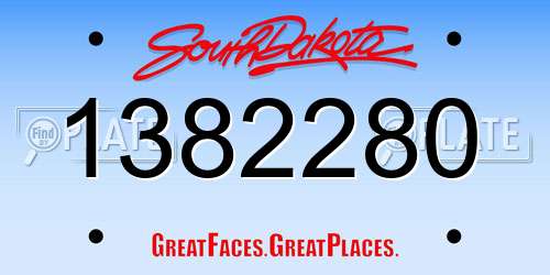 1382280 South Dakota License Plate