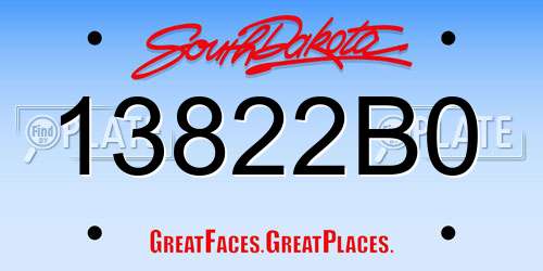 13822B0 South Dakota License Plate