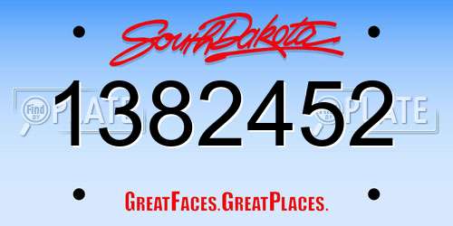 1382452 South Dakota License Plate