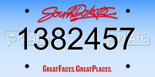 1382457 South Dakota License Plate