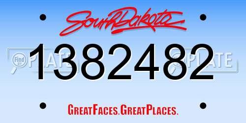 1382482 South Dakota License Plate