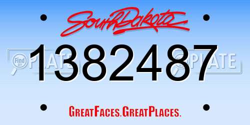 1382487 South Dakota License Plate