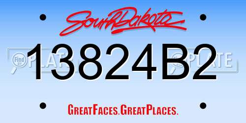 13824B2 South Dakota License Plate