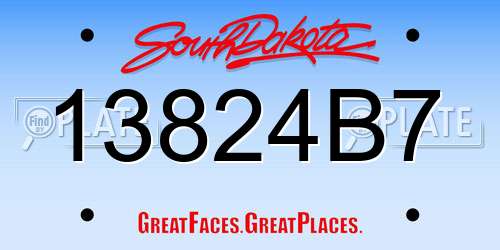 13824B7 South Dakota License Plate