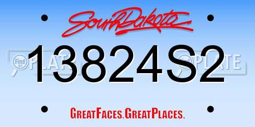 13824S2 South Dakota License Plate