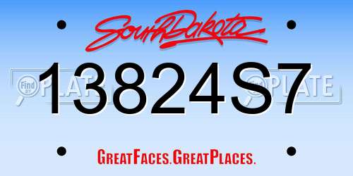 13824S7 South Dakota License Plate