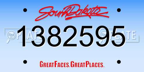 1382595 South Dakota License Plate