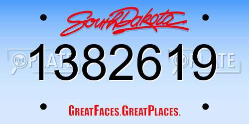1382619 South Dakota License Plate