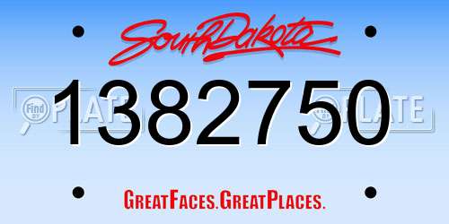 1382750 South Dakota License Plate
