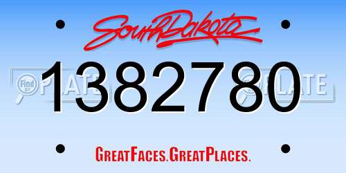 1382780 South Dakota License Plate
