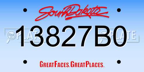 13827B0 South Dakota License Plate
