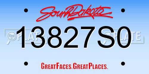 13827S0 South Dakota License Plate