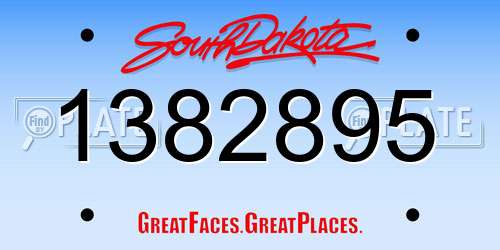 1382895 South Dakota License Plate
