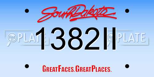 1382II South Dakota License Plate