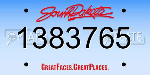 1383765 South Dakota License Plate
