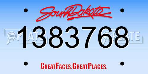 1383768 South Dakota License Plate
