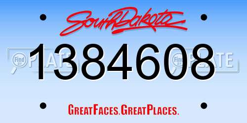 1384608 South Dakota License Plate