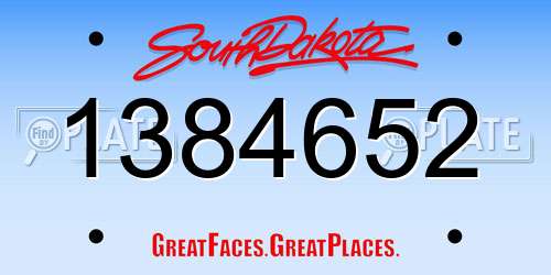 1384652 South Dakota License Plate