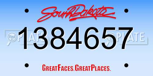 1384657 South Dakota License Plate