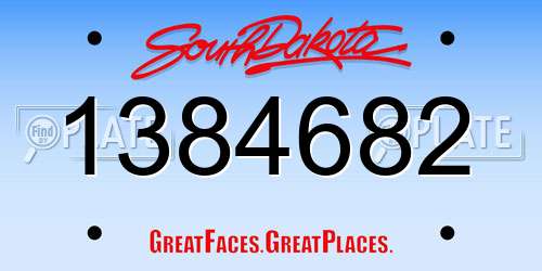 1384682 South Dakota License Plate