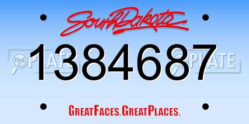 1384687 South Dakota License Plate