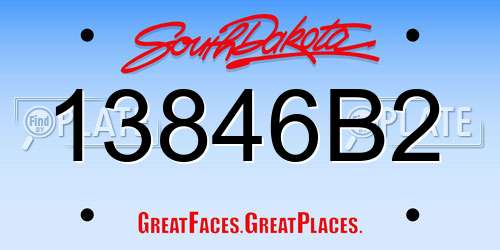 13846B2 South Dakota License Plate