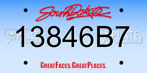 13846B7 South Dakota License Plate