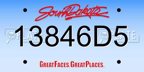 13846D5 South Dakota License Plate