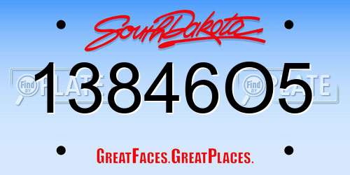 13846O5 South Dakota License Plate