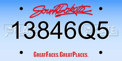 13846Q5 South Dakota License Plate