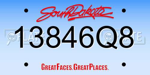 13846Q8 South Dakota License Plate