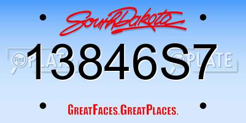 13846S7 South Dakota License Plate