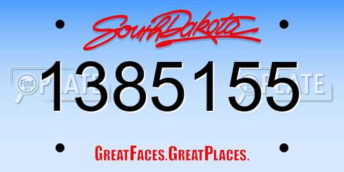 1385155 South Dakota License Plate