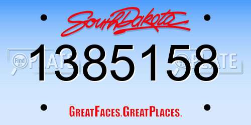 1385158 South Dakota License Plate