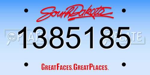 1385185 South Dakota License Plate