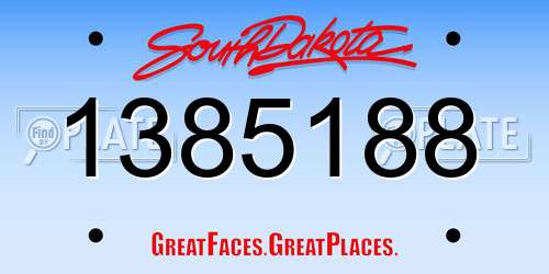 1385188 South Dakota License Plate