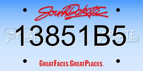 13851B5 South Dakota License Plate