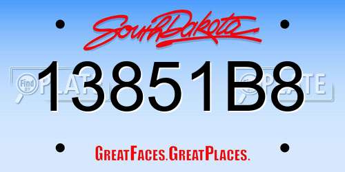 13851B8 South Dakota License Plate