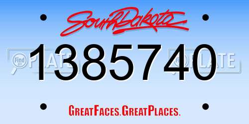 1385740 South Dakota License Plate