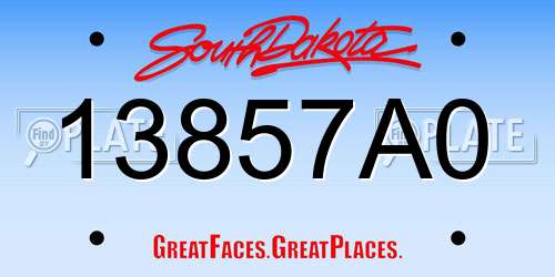 13857A0 South Dakota License Plate