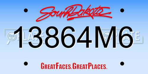 13864M6 South Dakota License Plate