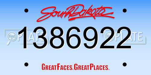 1386922 South Dakota License Plate